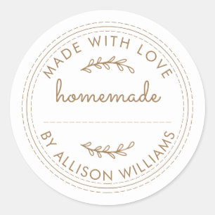 Rustic Homemade Baked Goods Jam Gold Script Classic Round Sticker
