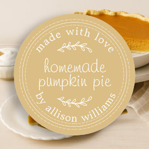 Rustic Homemade Baked Goods Pumpkin Pie Yellow Classic Round Sticker