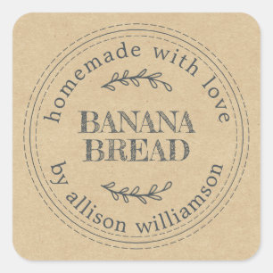 Rustic Homemade  Baking Gift Kraft Paper  Square Sticker