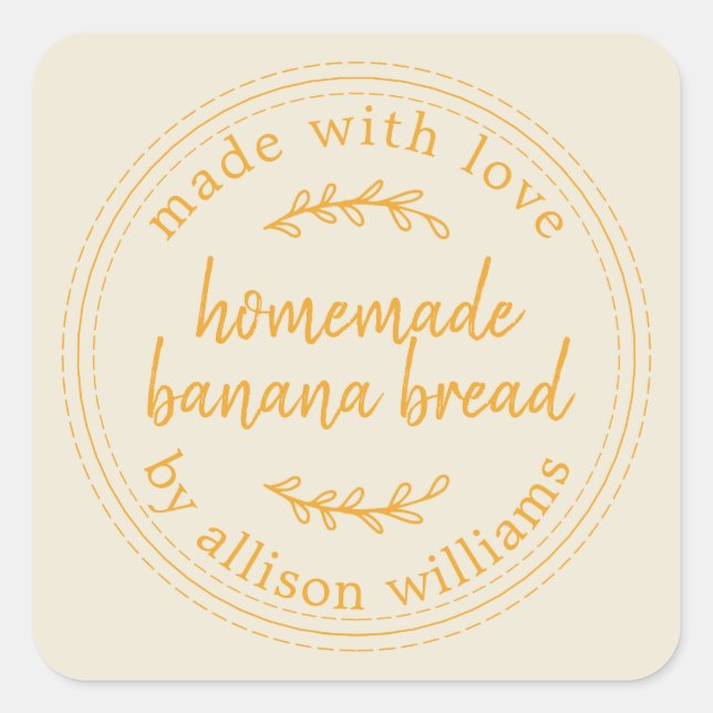 Rustic Homemade Banana Bread Antique White Square  Square Sticker (Front)