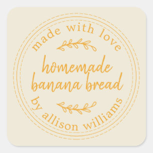 Rustic Homemade Banana Bread Antique White Square Sticker