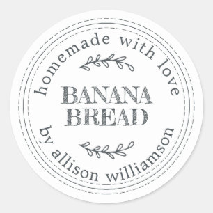 Rustic Homemade Banana Bread Baking Gift Classic Round Sticker
