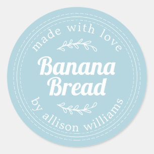 Rustic Homemade Banana Bread Blue Classic Round Sticker