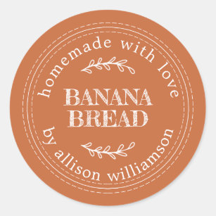 Rustic Homemade  Banana Bread Burnt Orange Classic Round Sticker