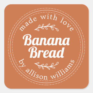 Rustic Homemade Banana Bread Burnt Orange Square Sticker