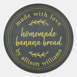 Rustic Homemade Banana Bread Chalkboard Classic Round Sticker