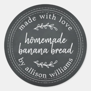 Rustic Homemade Banana Bread Chalkboard Classic Round Sticker