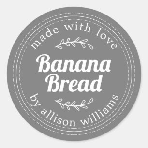 Rustic Homemade Banana Bread Dark Grey Classic Round Sticker