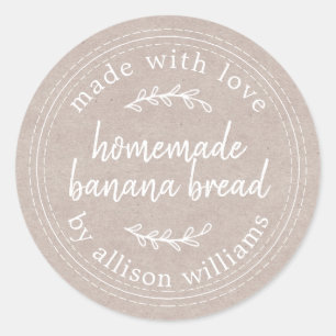 Rustic Homemade Banana Bread Kraft Paper Classic Round Sticker