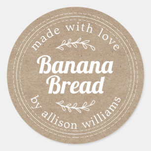 Rustic Homemade Banana Bread Kraft Paper Classic Round Sticker