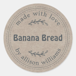 Rustic Homemade Banana Bread Kraft Paper Classic Round Sticker