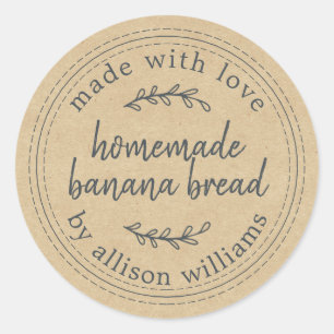 Rustic Homemade Banana Bread Kraft Paper Classic Round Sticker