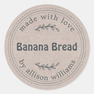 Rustic Homemade Banana Bread Kraft Paper Classic Round Sticker