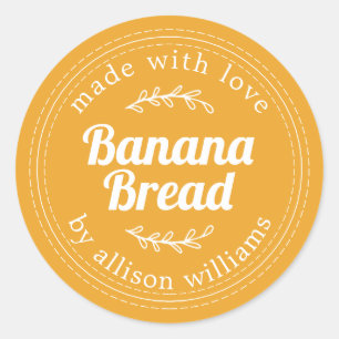 Rustic Homemade Banana Bread Mellow Yellow Classic Round Sticker