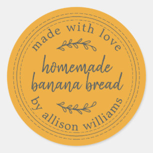 Rustic Homemade Banana Bread Mellow Yellow Classic Round Sticker
