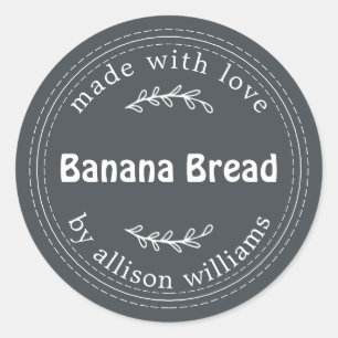 Rustic Homemade Banana Bread Off-Black Classic Round Sticker