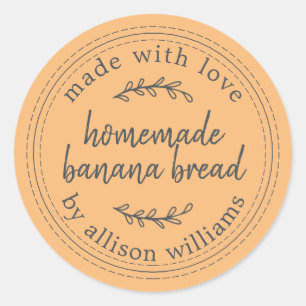 Rustic Homemade Banana Bread Orange Classic Round Sticker