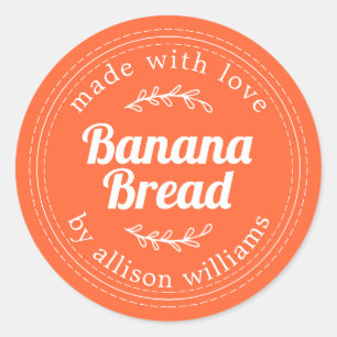 Rustic Homemade Banana Bread Orange Classic Round Sticker