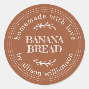 Rustic Homemade  Banana Bread TerraCotta Classic Round Sticker