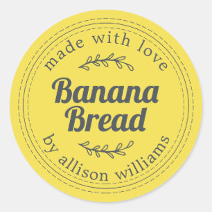 Rustic Homemade Banana Bread Yellow Classic Round Sticker