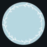 Rustic Homemade Blue Glow Write On Classic Round Sticker<br><div class="desc">Rustic, simple and modern write on homemade sticker with a lovely white foliage wreath on a blue glow background. Simply write your name and the product name on the label. Exclusively designed for you by Happy Dolphin Studio. If you need any help or matching products, please contact us at happydolphinstudio@outlook.com....</div>
