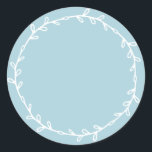 Rustic Homemade Blue Glow Write On Classic Round Sticker<br><div class="desc">Rustic, simple and modern write on homemade sticker with a lovely white foliage wreath on a blue glow background. Simply write your name and the product name on the label. Exclusively designed for you by Happy Dolphin Studio. If you need any help or matching products, please contact us at happydolphinstudio@outlook.com....</div>