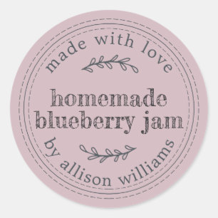 Rustic Homemade Blueberry Jam Can Pastel Purple Classic Round Sticker