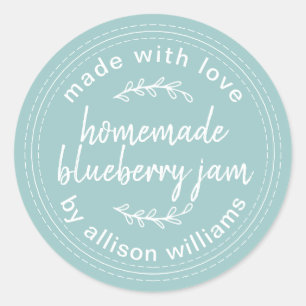Rustic Homemade Blueberry Jam Canning Blue Classic Round Sticker