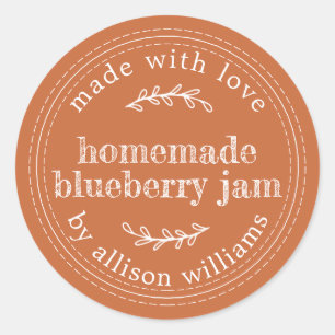 Rustic Homemade Blueberry Jam Canning Burnt Orange Classic Round Sticker