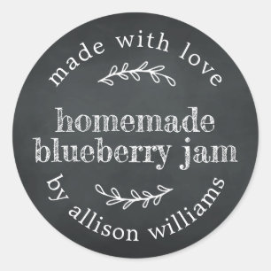 Rustic Homemade Blueberry Jam Canning Chalkboard Classic Round Sticker