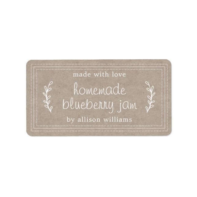 Rustic Homemade Blueberry Jam Canning Kraft Paper Label (Front)