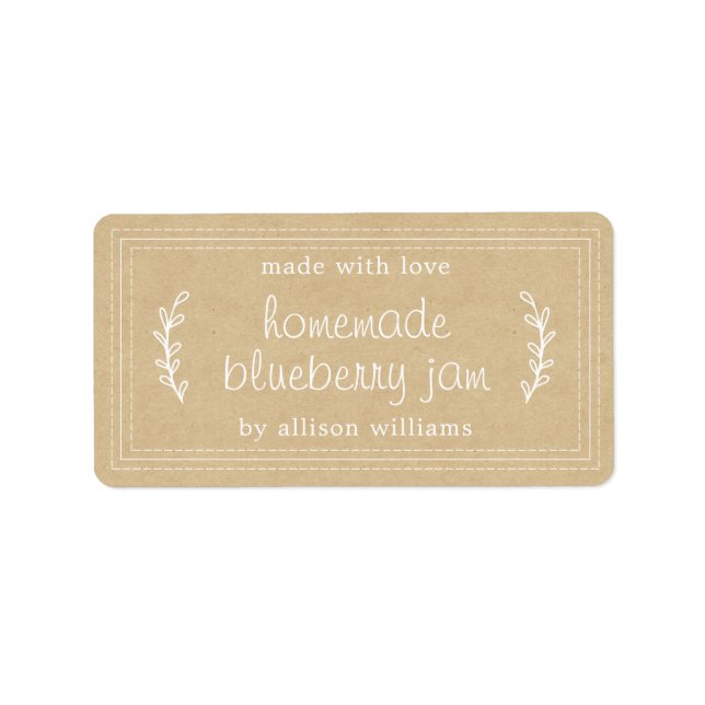 Rustic Homemade Blueberry Jam Canning Kraft Paper Label (Front)
