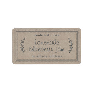 Rustic Homemade Blueberry Jam Canning Kraft Paper Label