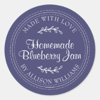 Rustic Homemade Blueberry Jam Canning Navy Blue