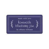 Rustic Homemade Blueberry Jam Canning Navy Blue