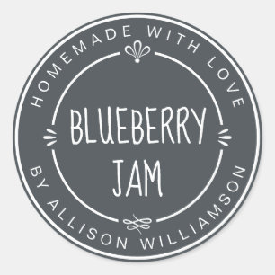 Rustic Homemade Blueberry Jam Canning Off-Black Classic Round Sticker