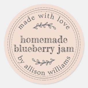 Rustic Homemade Blueberry Jam Canning Peach Dust Classic Round Sticker
