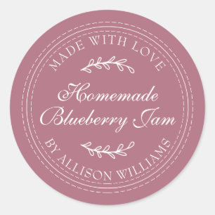 Rustic Homemade Blueberry Jam Canning Purple Jar Classic Round Sticker