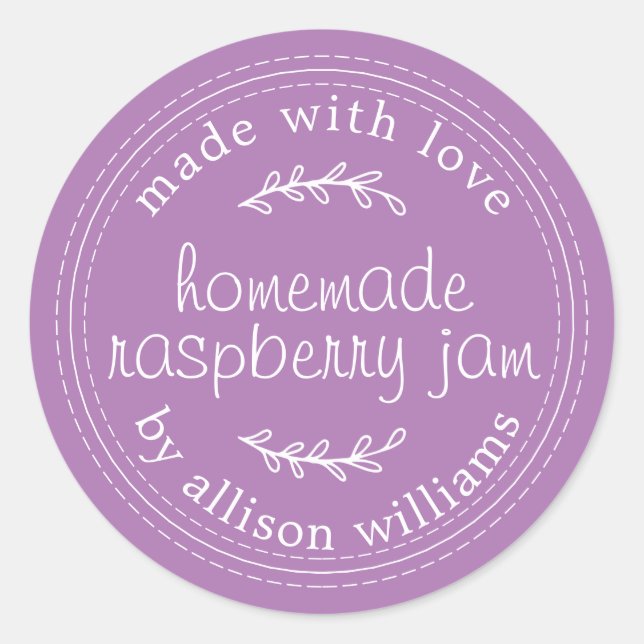 Rustic Homemade Blueberry Jam Canning Purple Jar Classic Round Sticker (Front)