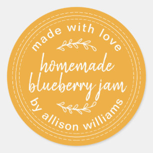 Rustic Homemade Blueberry Jam Canning Yellow Classic Round Sticker
