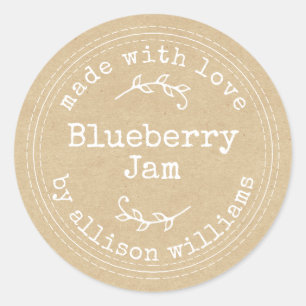 Rustic Homemade Blueberry Jam Kraft Paper Classic  Classic Round Sticker