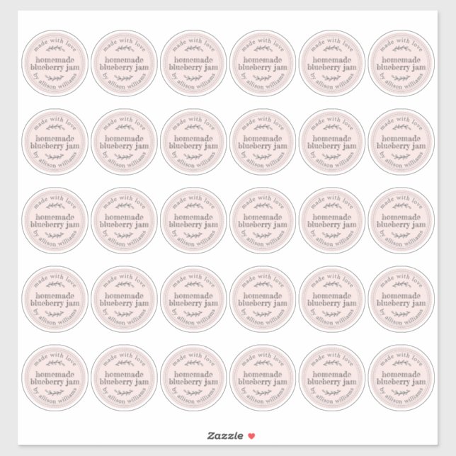 Rustic Homemade Blueberry Jam Pastel Pink 2 inch (Sheet)