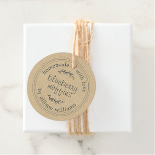 Rustic Homemade Blueberry Muffins Kraft Paper Favour Tags