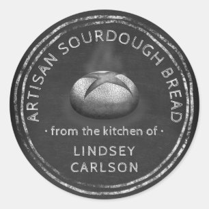 Rustic homemade bread baker chalkboard classic round sticker