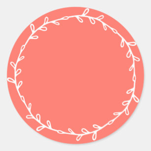 Rustic Homemade Bright Coral Write On Classic Round Sticker