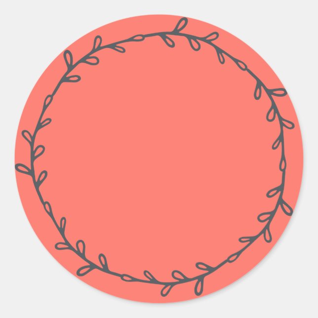 Rustic Homemade Bright Coral Write On Classic Round Sticker (Front)