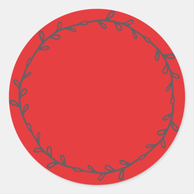 Rustic Homemade Bright Red Write On Classic Round Sticker (Front)