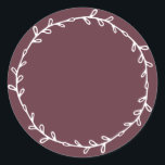 Rustic Homemade Burgundy Write On Classic Round Sticker<br><div class="desc">Rustic,  simple and modern write on homemade sticker with a lovely white wreath on a burgundy background. Simply write your name and the product name on the label. Exclusively designed for you by Happy Dolphin Studio. If you need any help or matching products,  please contact us at happydolphinstudio@outlook.com.</div>