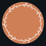 Rustic Homemade Burnt Orange Write On  Classic Round Sticker<br><div class="desc">Rustic,  simple and modern write on homemade sticker with a lovely white wreath on a burnt orange background. Simply write your name and the product name on the label. Exclusively designed for you by Happy Dolphin Studio. If you need any help or matching products,  please contact us at happydolphinstudio@outlook.com.</div>