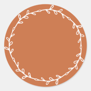 Rustic Homemade Burnt Orange Write On  Classic Round Sticker
